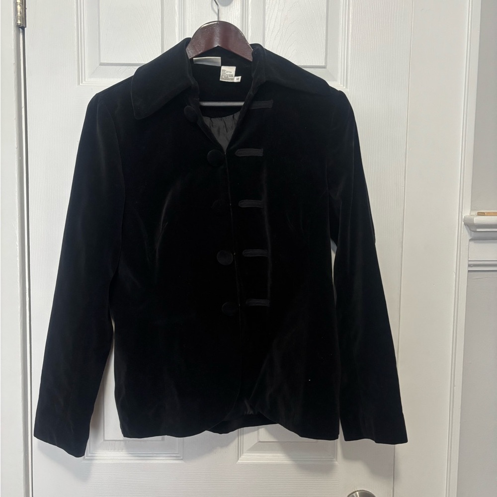 Newport News Black Velvet Military-Style Jacket – Size 10